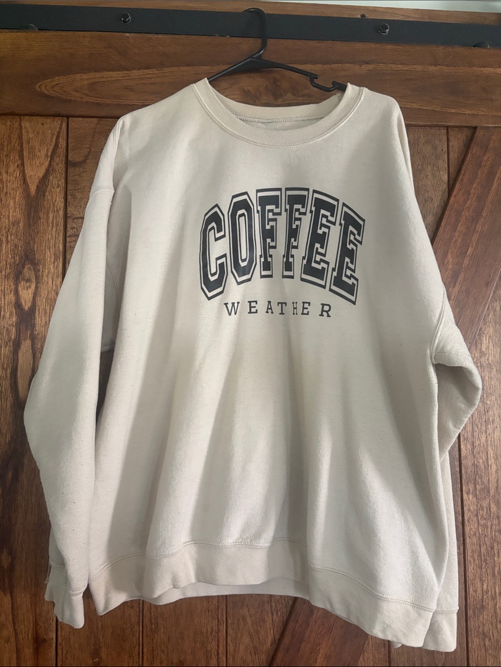 Gildan Cream 'COFFEE WEATHER' Graphic Crewneck Sweatshirt